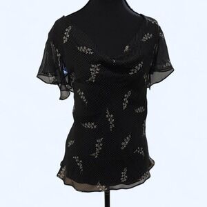 Y2K Robbie Bee black silk chiffon top